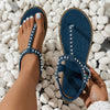 Denim T-riem sandalen met studs - Bakkermode.nl