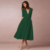 Dames casual midi jurk - elegante v-hals katoen fit en flare voor speciale gelegenheden