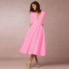 Dames casual midi jurk - elegante v-hals katoen fit en flare voor speciale gelegenheden
