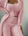 3-delige gezellige fleece lounge set - zachte dames pyjama voor herfst & winter