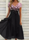 Dames bloemenjurk - elegante midi jurk met een zwierige rok