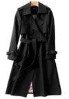 Trenchcoat met dubbele knopenrij voor dames - lange jas met ceintuur - Bakkermode.nl