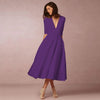 Dames casual midi jurk - elegante v-hals katoen fit en flare voor speciale gelegenheden