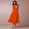 Dames casual midi jurk - elegante v-hals katoen fit en flare voor speciale gelegenheden