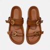 Bruine slidesandalen met gespen - Bakkermode.nl