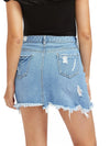 Versleten denim mini rok - Bakkermode.nl