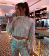 2-delig glitterset - schitterende damesoutfit in meerdere tinten - Bakkermode.nl