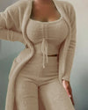 3-delige gezellige fleece lounge set - zachte dames pyjama voor herfst & winter