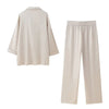 2-delige dames lounge set in hedendaags wit - top en broek van een zijdeachtige mix
