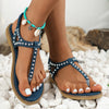 Denim T-riem sandalen met studs - Bakkermode.nl