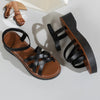Bruine en zwarte sandalen met kruisbanden - Bakkermode.nl