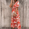 Bloemen maxi jurk - elegante dames zomerjurk met gaatje aan de zijkant