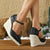 Dames wedge sandalen met bloemenpatroon - elegante hakken voor speciale gelegenheden