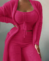 3-delige gezellige fleece lounge set - zachte dames pyjama voor herfst & winter