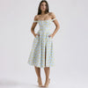 Off-shoulder bloemenjurk met split - Bakkermode.nl