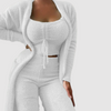 2-delige lounge set - pluizige damescardigan en crop top ensemble
