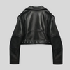 Dames leren bikerjack cropped zwart - trendy casual en smart-casual outerwear