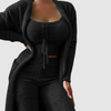 2-delige lounge set - pluizige damescardigan en crop top ensemble