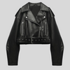 Dames leren bikerjack cropped zwart - trendy casual en smart-casual outerwear