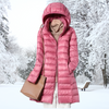 Lange dames pufferjas - gewatteerde winterjas met capuchon en ritssluiting - Bakkermode.nl