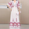 Boho maxi-jurk met bloemenprint en kimono mouwen - Bakkermode.nl