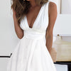 Dames casual maxi jurk - elegante v-hals witte zomerse jurk voor elke gelegenheid