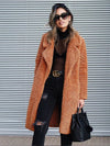 Lange imitatiebont jas - luxe dames outerwear - Bakkermode.nl