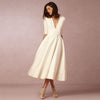 Dames casual midi jurk - elegante v-hals katoen fit en flare voor speciale gelegenheden