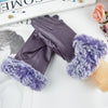 Leren handschoenen - elegante dames winterhandschoenen met nep bont