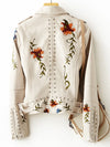 Dames leren jas met bloemenprint – chique geborduurde bikerjas voor een moeiteloze stijl
