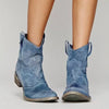 Cowboy enkellaarsjes - vintage dames schoenen van suède - Bakkermode.nl