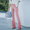 Flared corduroy broek - dames broek met stretch en elegante pasvorm - Bakkermode.nl