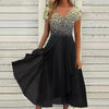 Dames bloemenjurk - elegante midi jurk met een zwierige rok