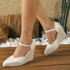 Dames wedge sandalen met bloemenpatroon - elegante hakken voor speciale gelegenheden