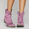 Cowboy enkellaarsjes - vintage dames schoenen van suède - Bakkermode.nl