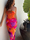 Strapless maxi-jurk met kleurrijke luipaardprint - Bakkermode.nl