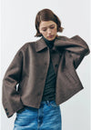 Bruine oversized wollen jas - trendy damesoutdoor