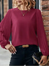 Dames blouse met geplooide mouwen - elegante groene top voor vrouwen