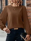 Dames blouse met geplooide mouwen - elegante groene top voor vrouwen