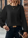 Dames blouse met geplooide mouwen - elegante groene top voor vrouwen