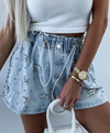 Denim shorts met hartjesdetails - Bakkermode.nl