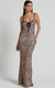 Elegante spaghetti bandjes maxi-jurk met luipaardprint - Bakkermode.nl
