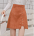 Khaki faux suede mini rok - dames met een strakke, getailleerde pasvorm