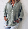 Linnen blouse dames - luchtige blouse met lange mouwen en knoopsluiting