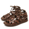 Leren gladiatorsandalen met veters - Bakkermode.nl