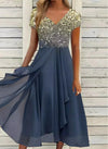 Dames bloemenjurk - elegante midi jurk met een zwierige rok