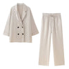 2-delige dames lounge set in hedendaags wit - top en broek van een zijdeachtige mix
