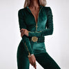 Dames fluwelen jumpsuit - elegante casual outfit met lange mouwen en ritsdetail