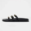 Zwarte slidesandalen met gespen - Bakkermode.nl