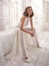 Dames elegante jumpsuit met diepe v-hals in het wit - stijlvol avondkleding voor speciale gelegenheden